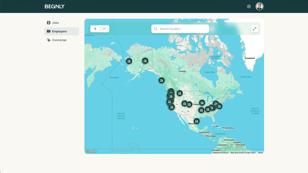 Employer location map